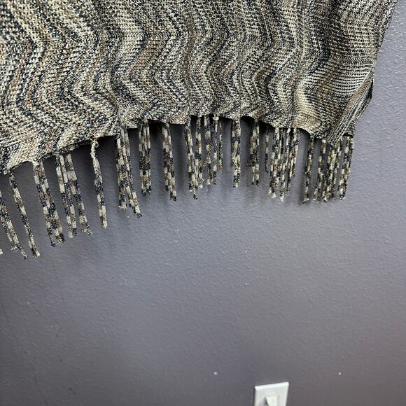 Chicos Travelers Open Knit Sweater 3 XL Fringe Metallic Boho Brown Gray - Picture 5 of 7